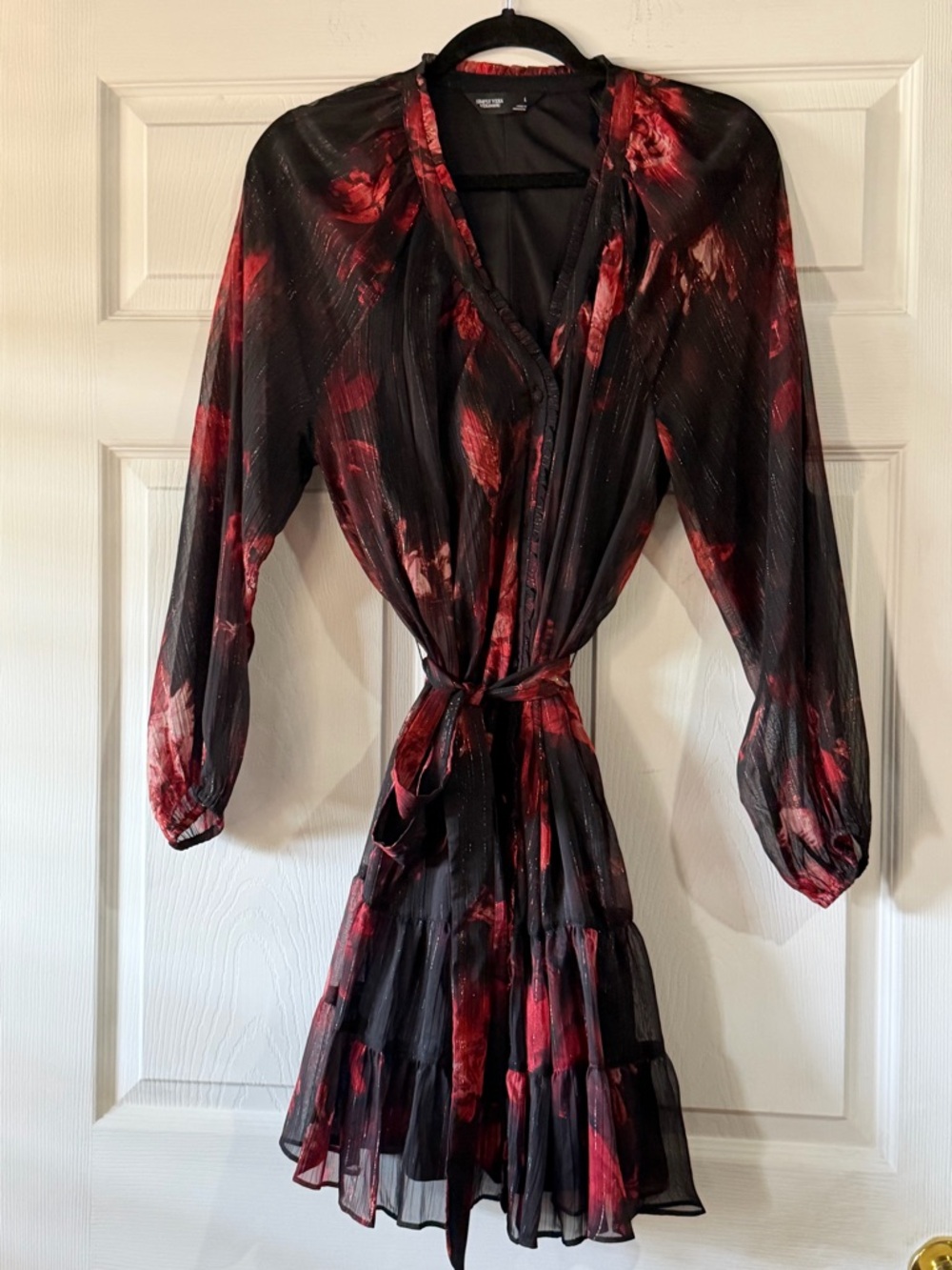 Simply Vera Vera Wang Black Dress with Red Floral Motif